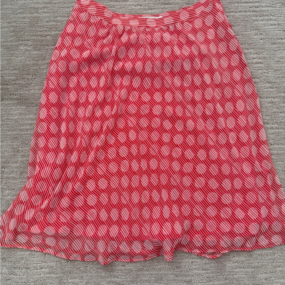Liz Claiborne Red and White Patterned A-Line Skirt